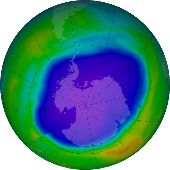 Antarctic ozone map for 12 October 2015